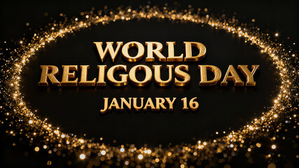 Golden starlight element, World Religious Day, solemn faith and cultural integration concept, suitable for religious public welfare and cultural exchange promotional materials.
