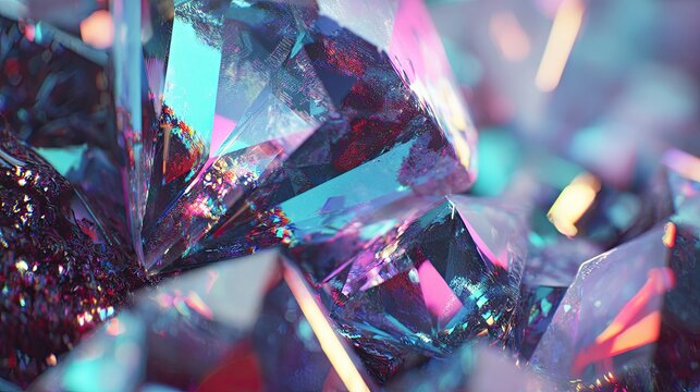 Close Up Multicolored Facetted Gems - Powered by Adobe