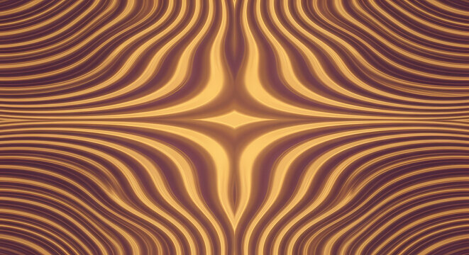 Vibrant abstract symmetrical pattern featuring glowing orange and yellow wavy lines forming a dynamic visual design