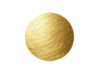 Textured gold circle on black. Shiny, light-reflective