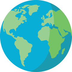 Flat design earth globe with continents and oceans