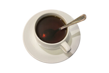 Top View of Hot Black Tea Isolated