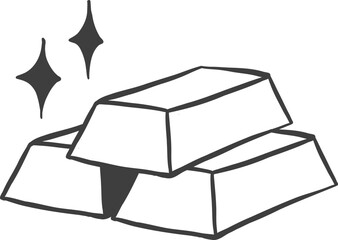 Hand Drawn Solid Gold Stack with Saving Money Doodle Illustration