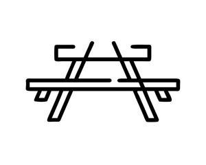 A picnic table isolated on in line art style