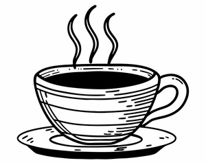 A steaming cup of coffee isolated on