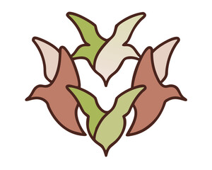 Abstract birds forming a pattern isolated on