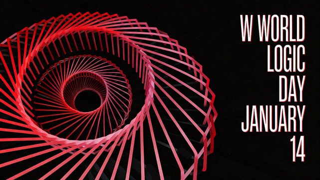 The red spiral element represents World Logic Day, the concept of profound thinking and logical exploration, and is suitable for educational public welfare and thinking training promotional materials.