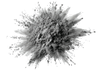 Exploding gray cloud of material, center-focused