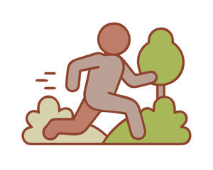Person running in nature isolated on