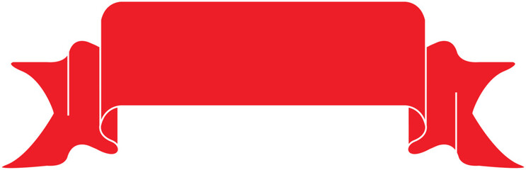 Red flat ribbon banner scroll element vector graphic design isolated for sale promotion or announcement background.