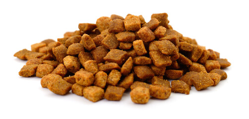 Dry cat food isolated on white background