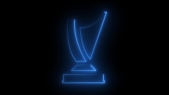 Neon crest icon on black background . blue color neon icon .4k animation.