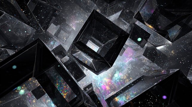 Abstract Geometric Shapes In Black And White Colors