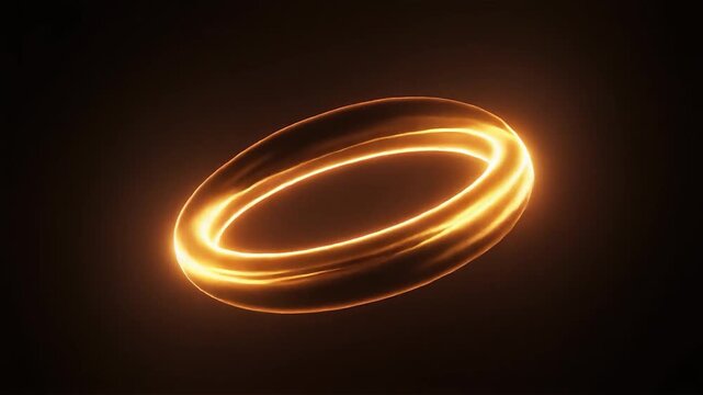 Rotating torus shape with glow animation on black background