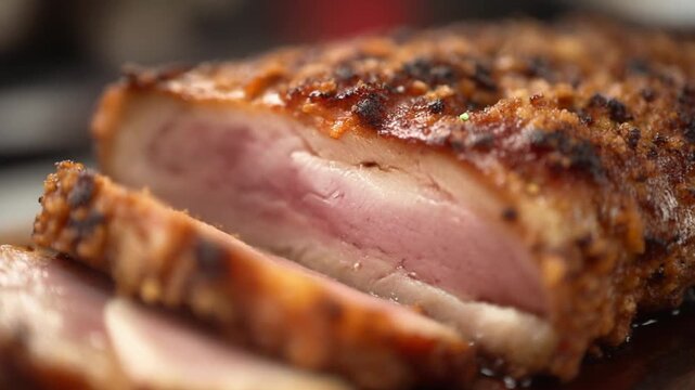 Pernil Puerto Rican pork macro focus pull crispy skin