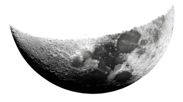 Half Moon in Night Sky Isolated on Black Background