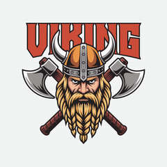 Viking head face vector illustration template, suitable for t shirt design, logo design, tattoo many more.