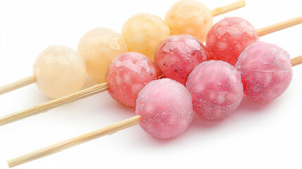 dango japanese sweet dumplings on skewer isolated on white background