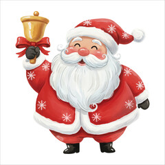 Santa Claus Vector Ringing Bell Christmas Illustration Isolated on White Background

