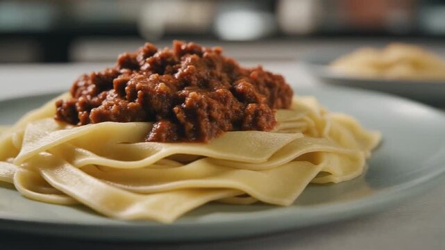 Pappardelle cinghiale Italian pasta slider moving across layers