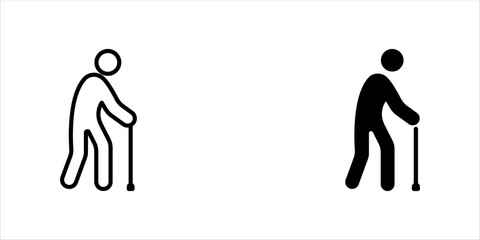 Male pensioner linear icon set. Senile man. Old age. vector illustration on white background eps10.