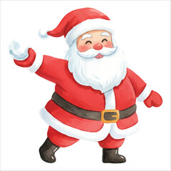 Santa Claus Vector Throwing Snowball Christmas Illustration Isolated on White Background
