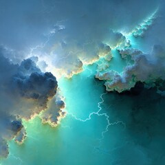 Abstract Colorful Cloudscape With Teal Tones