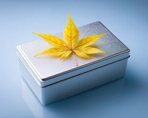 Silver Gift Box With Autumn Leaf