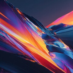 Abstract Colorful Geometric Mountain Landscape