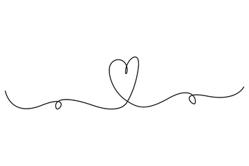 Heart continuous single line art drawing. Hand drawn doodle heart outline vector illustration
