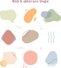 Blob and abstract shape doodle vector isolated collection set. Amoeba shape in pastel color clip art for frame, ornament, background, text box