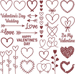 Romantic vector pattern with pink and red heart shapes for a seamless Valentine's Day love celebration design