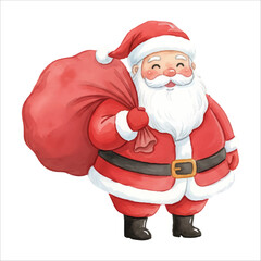 Santa Claus Vector Carrying Big Sack Christmas Illustration Isolated on White Background
