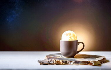 Glowing Moon Coffee Mug - Conceptual Fantasy Space Theme