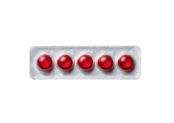 Five red pills sealed in silver blister pack