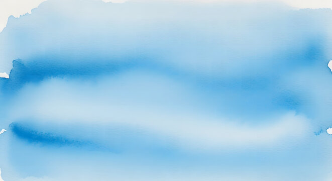 Abstract watercolor painting with light and dark blue hues creating a soft and dreamy composition