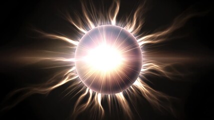 glowing sphere of intense light with sparkling particles and energy beams that create the effect of a cosmic explosion or a mystical surge of energy. - Powered by Adobe