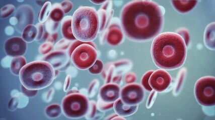 3D animation of red blood cells floating in the bloodstream under a microscope showing hemoglobin and medical biology concepts for healthcare and science backgrounds - Powered by Adobe