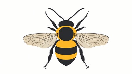 Insect illustration depicts a buzzing creature with striped yellow and black body and translucent wings