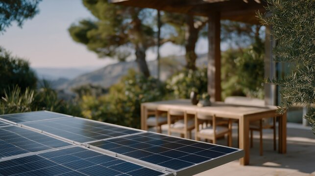 Engineers demonstrating modular solar panels that connect like tiles on a rooftop, allowing homeowners to scale energy systems as their needs grow — renewable energy flexibility, future-proof