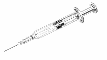 Detailed monochrome illustration depicts a medical instrument with a fine pointed tip and a plunger mechanism