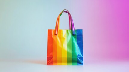 Vibrant rainbow shopping bag offers stylish storage and celebrates diversity with colorful appeal