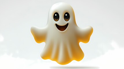 Fototapeta premium Cute, smiling, three dimensional apparition character illustration floats against a bright background