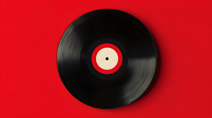 vinyl record isolated on red background