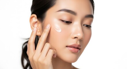 Woman Applying Cream To Her Face