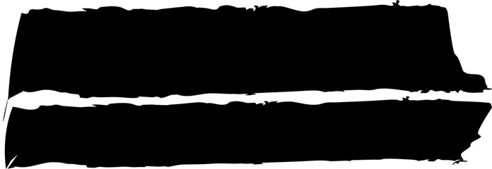 Abstract black ink brush strokes with a torn paper effect creating two horizontal bands on a white background.