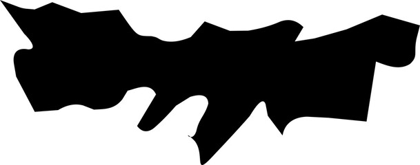 Abstract black silhouette with jagged edges and irregular shape on white background.