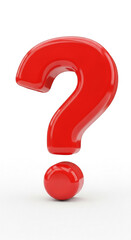 Bold red glossy question mark symbol representing curiosity, doubt, or a puzzle needing resolution