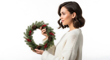 Christmas Joy Girl with Festive Wreath