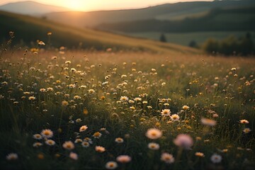 Dreamy Golden Hour Meadow Cinematic Landscape